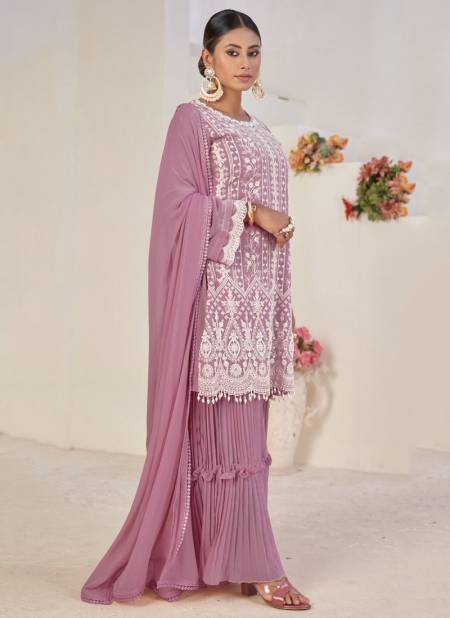 Pink Colour CRAFTED NEEDLE New Latest Designer Formal Wear Georgette Salwar Suit Collection 514 C